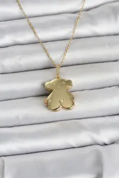 316L Çelik Zincir Gold Renk Ayıcık Model Açılabilir Kadın Kolye 5886