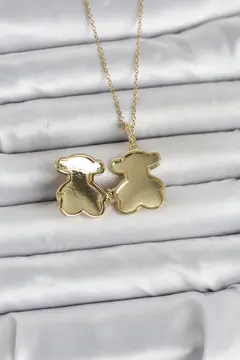 316L Çelik Zincir Gold Renk Ayıcık Model Açılabilir Kadın Kolye 5886