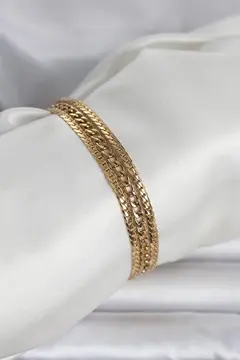 316L Çelik Gold Renk 3'lü Kadın Bileklik 5886