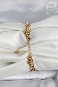 316L Çelik Gold Renk Dorika ve İtalyan Zincirli Model Kadın Bileklik 5886