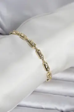 Pirinç Gold Renk Kutup Yıldızı İşleme Kadın Bileklik 5886