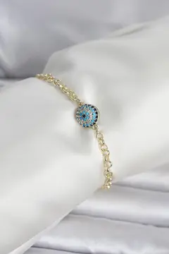 Pirinç Gold Renk Nazar Model Kadın Bileklik 5886