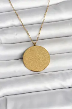 316L Çelik Gold Renk Ayetel Kürsi ve Allah Yazılı Kolye 5886