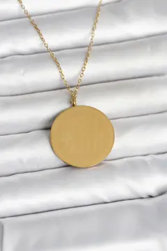 316L Çelik Gold Renk Ayetel Kürsi ve Allah Yazılı Kolye 5886