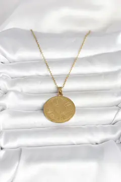 316L Çelik Gold Renk Ayetel Kürsi Yazılı Kolye 5886