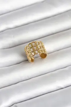 316L Çelik Gold Renk Zincir Model Kadın Yüzük 5886