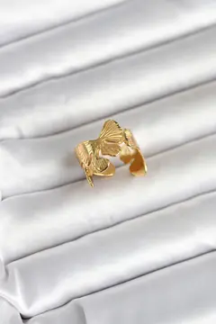 316L Çelik Gold Renk Lotus Model Kadın Yüzük 5886