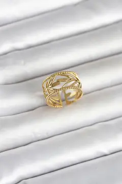 316L Çelik Gold Renk Başak Model Kadın Yüzük 5886