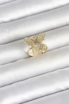 Pirinç Gold Renk Füsun Kelebek Model Kadın Yüzük 5886