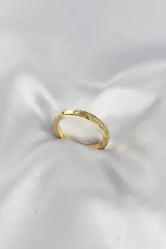 Pirinç Gold Renk Yıldız Detaylı Alyans Model Kadın Yüzük 5886