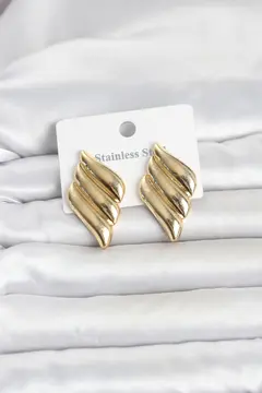 316L Çelik Gold Renk Motif Model Kadın Küpe 5886