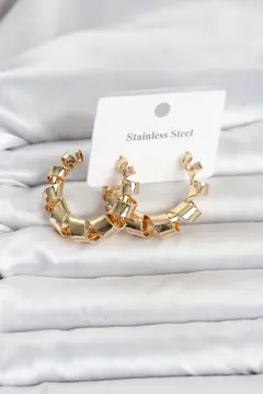 316L Çelik Gold Renk Spiral Halka Kadın Küpe 5886