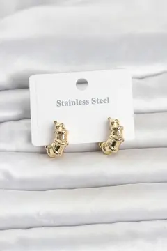 316L Çelik Gold Renk Halka Model Kadın Küpe 5886