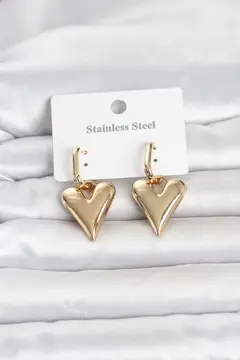 316L Çelik Gold Renk Kalp Modelli Kadın Küpe 5886