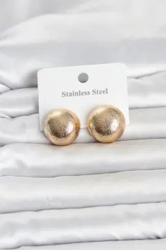316L Çelik Gold Renk Top Model Kadın Küpe 5886
