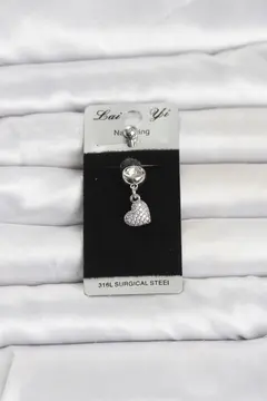 316L Cerrahi Çelik Sallantılı Kalp Model Göbek Piercing 5886