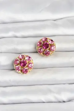 Pembe Zirkon Taşlı Düğme veya Manşet Broşu 5886