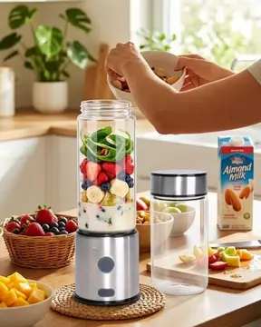 Taşınabilir Cam Blender 450 ml 350 ml Çift Hazneli Smoothie Blender