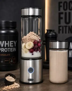 Çift Hazneli Cam Blender USB Şarjlı Smoothie ve Buz Kırıcı Blender