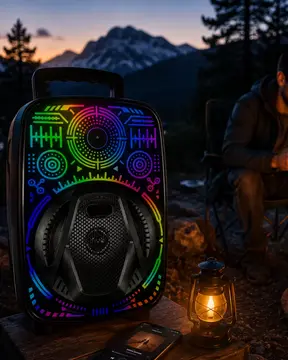 8 İnç Karaoke Hoparlör USB AUX FM Destekli Işıklı Speaker