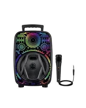 Mikrofonlu Bluetooth Hoparlör 8 İnç RGB Işıklı Taşınabilir Ses Sistemi