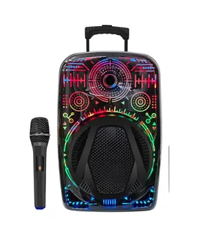 8 İnç Taşınabilir Karaoke Hoparlör Mikrofonlu RGB Işıklı Bluetooth Speaker