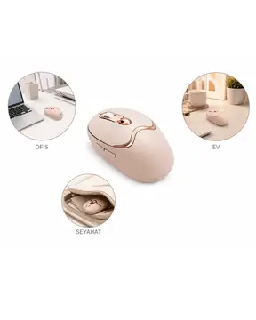 Bluetooth ve 2.4G Destekli Sessiz Kablosuz Mouse Şarjlı Tasarım