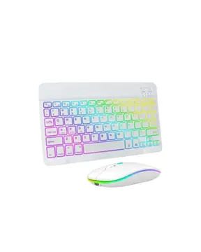 Türkçe Q Aydınlatmalı Klavye Mouse Seti Kablosuz Bluetooth Destekli