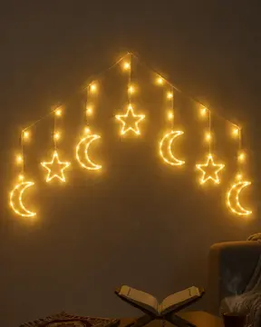 Dekoratif Ay Yıldız LED Ramazan Lambası Sıcak Beyaz Tasarım