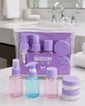 Şeffaf Seyahat Dolum Şişesi Seti 5 Parça Kozmetik Organizer