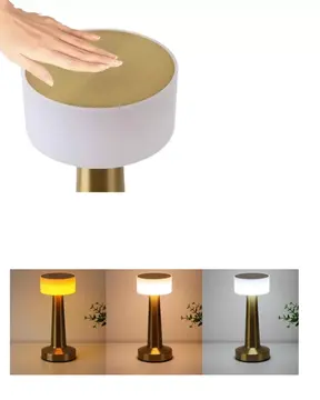 Gold Kare Mantar Masa Lambası Şarjlı Dokunmatik LED Aydınlatma