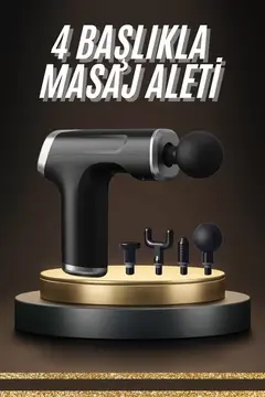 Taşınabilir Şarjlı Masaj Tabancası 4 Başlıklı Kas Rahatlatıcı Masaj Aleti