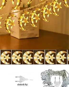 Ay Yıldız Figürlü LED Dekor Işığı Yanıp Sönme Modlu Tasarım