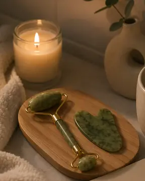 2 Parça Jade Stone Cilt Bakım Seti Şişkinlik Karşıtı Yüz Masajı