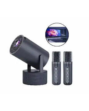 Bluetooth Hoparlörlü Akıllı Projektör Kablosuz Karaoke Mikrofonlu