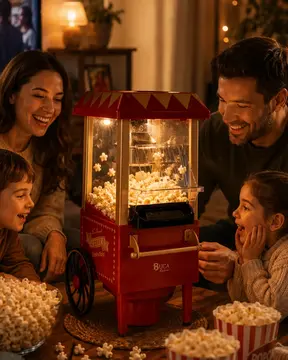 Sıcak Hava Popcorn Makinesi Yağsız Mısır Patlatıcı Nostaljik Tasarım