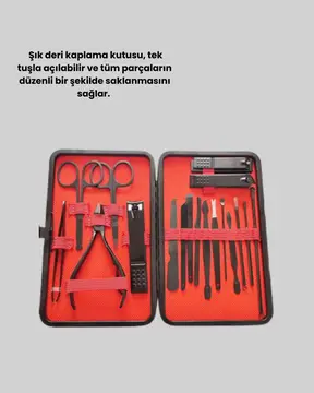 Paslanmaz Çelik 17 Parça Manikür Pedikür Seti ve Taşınabilir Şık Çanta
