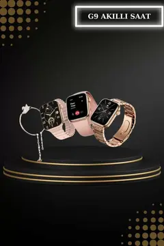 Wireless Şarjlı Pembe Akıllı Saat ve Kablosuz Bluetooth Kulaklık Dokunmatik Kontrol