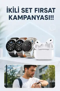 Aynalı Bluetooth Kulaklık Yeni Nesil Akıllı Saat Titreşimli Nabız Ölçer Spor Modları