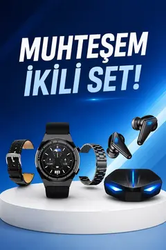 Kablosuz Bluetooth Bağlantılı Kulaklık ve Dokunmatik Ekran Akıllı Saat Arama Cevaplama