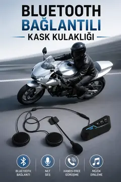 Kask Kulaklığı Motosiklet Intercom Interkom Dinleme Konuşma Özellikli Su Geçirmez
