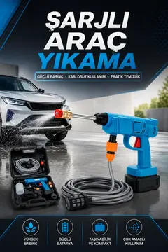 Şarjlı Oto Yıkama Bahçe Sulama Tabancası Makinesi Yüksek Basınçlı