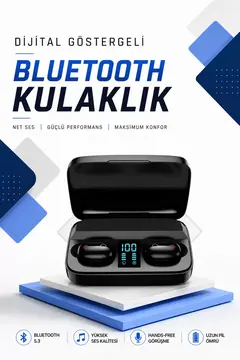 Dijital Göstergeli Bluetooth Kulaklık Kablosuz TWS Stereo Bluetooth 5.0
