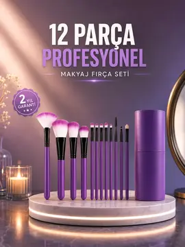 12’li Profesyonel Makyaj Fırça Seti Ultra Yumuşak Sentetik Kıllı