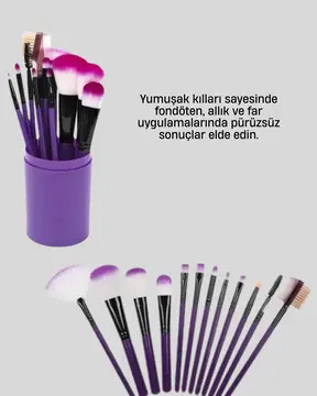 12’li Profesyonel Makyaj Fırça Seti Ultra Yumuşak Sentetik Kıllı