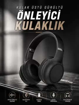 Kulak Üstü Kablosuz Bluetooth Kulaklık Gürültü Önleyici Ayarlanabilir