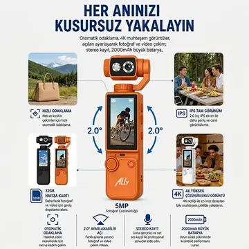 Ally Q8 PocketPro 4K Dijital Vlog Kamerası