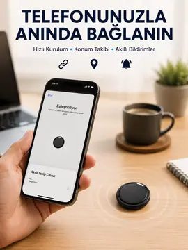 AirTag Akıllı Eşya Takip Cihazı Apple ve Android Uyumlu Uzun Pil Ömürlü