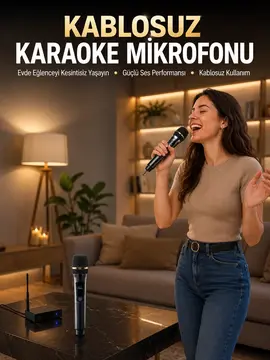 Profesyonel Kablosuz Mikrofon Seti Çift Mikrofonlu
