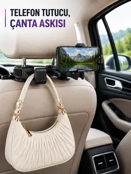 Araç Koltuk Başlığına Takılan Telefon Tutucu ve Eşya Askısı